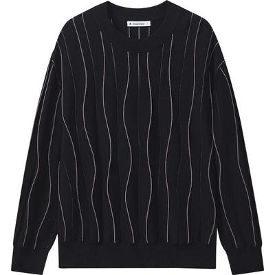 播不规则条纹针织毛衣女春秋休闲宽松上衣DDR3SD5041