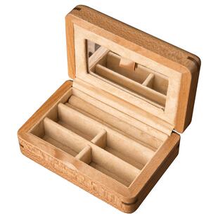 夭桃（饰品）榆木纯实木便携化妆小首饰盒珠宝耳环耳钉戒指收纳盒