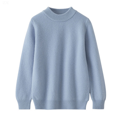 秋冬儿童羊毛衫100羊毛半高领女童中大童毛衣加厚保暖校服打底衫
