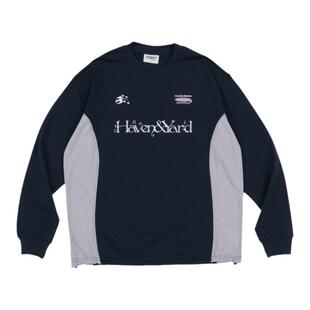 HavenYard 音乐主题拼接撞色足球服秋季宽松长袖T恤