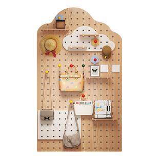 定制实木洞洞板玄关墙面置物架入户隔板收纳架墙上挂板墙壁展示架