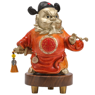 大铜世家黄铜钟馗送福摆件工艺品创意家居办公室桌面装饰乔迁礼品