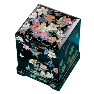 螺钿漆器首饰盒手工高档木质多层收纳五金饰品储物盒桌面装饰礼品