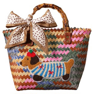 伴手礼女伴娘高档实用礼物送姐妹团闺蜜伴郎结婚手提腊肠狗编织蓝