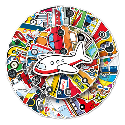 100张交通工具贴纸卡通防水装饰