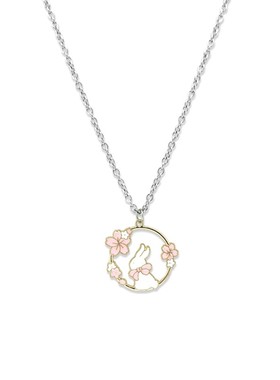 卡通樱花白兔可爱女学生项链吊坠韩风饰品毛衣链送女友甜美钛钢