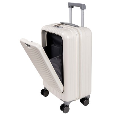 日系纯PC前开口登机箱超轻铝框箱