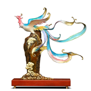 凤舞九天彩铜凤凰摆件客厅玄关酒柜大气装饰工艺品搬新家乔迁礼物
