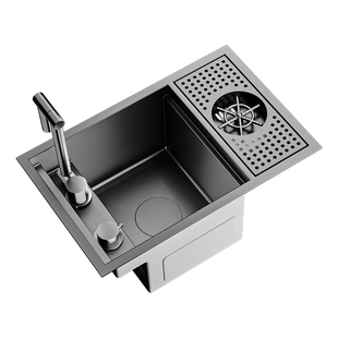 西屋5mm加厚隐藏式洗杯器水槽吧台洗菜盆304不锈钢中岛台迷你单槽