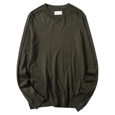 流石男装纯色百搭长袖针织羊毛衫