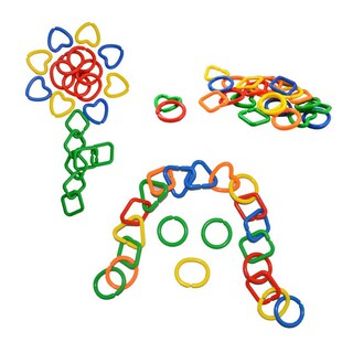 儿童优质几何大扣环积木塑料拼插幼儿园早教串链形状认知益智玩具
