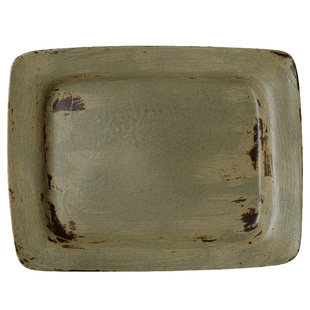 玩物志 日式刷毛陶碟 侘寂感餐盘 手工粗陶盘子椭圆形复古沙拉盘