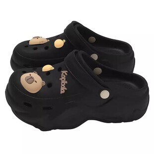 孕妇洞洞鞋女款2026新款eva防臭厚底增高防滑凉拖鞋女士夏季外穿