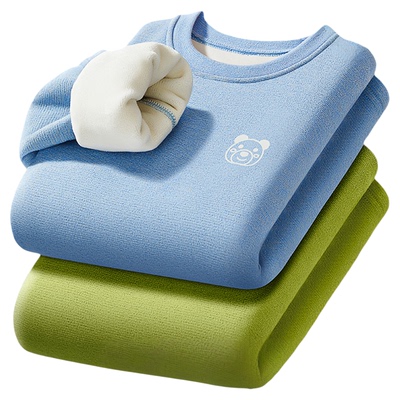 秋冬季羊毛蚕丝加绒加厚内衣套装