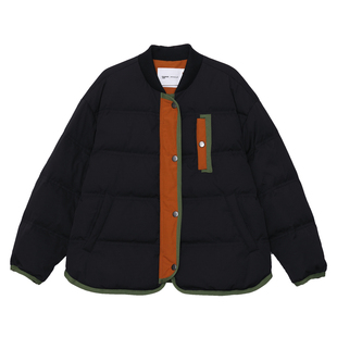 MOVEUP幻走2025冬季新款.FUN系列罗纹领撞色织带口袋短款羽绒服女