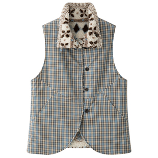 DID DAILY:Amelie费尔岛提花颗粒绒格纹正反2穿搭配马甲