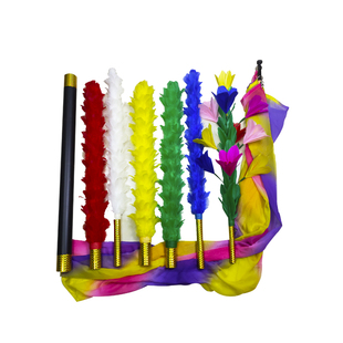 新舞台魔术道具伞花旗掸花三变 羽毛棒变色 空手出大旗 高档羽毛