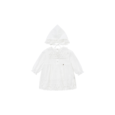 BLUEDOG蓝狗韩国新新生儿蕾丝连体衣女童宝母婴A类翻领套装