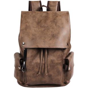 复古双肩包男通勤商务男士皮包皮质书包大容量女电脑旅行背包男款