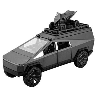 大号特斯拉皮卡房车模型户外露营车合金摆件儿童声光回力玩具汽车