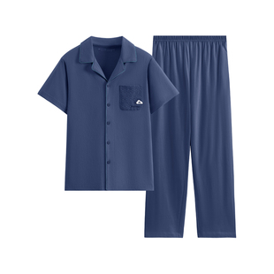 芬腾睡衣男夏季新款纯棉短袖套装男款抗菌防螨休闲大码全棉家居服