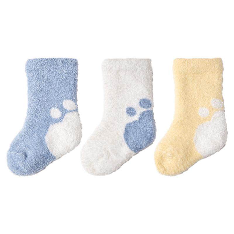 尼多熊中筒新生婴儿袜子冬加厚珊瑚绒幼儿加绒保暖袜宝宝袜不勒腿