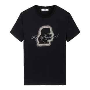 KARL LAGERFELD夏季钉珠纯棉短袖T恤设计师款卡尔老佛爷轻奢男装