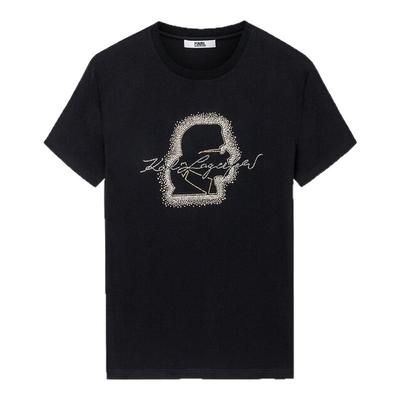 KARL LAGERFELD夏季钉珠纯棉短袖T恤设计师款卡尔老佛爷轻奢男装