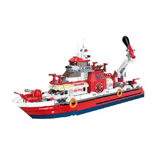 启蒙烈焰先锋系列益智拼插积木海陆空直升机救援船消防员男孩玩具