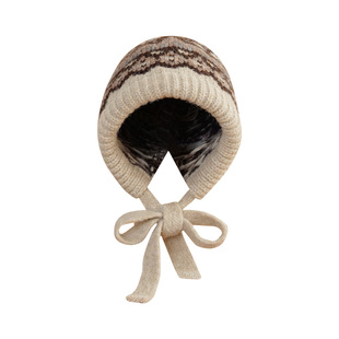 素单舍西秋冬针织帽毛线帽女加厚巴拉克拉法帽保暖护耳绑带包头帽