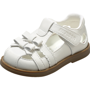 牧童步前鞋宝宝鞋子夏季蝴蝶结软底轻便透气小皮鞋小女孩公主凉鞋