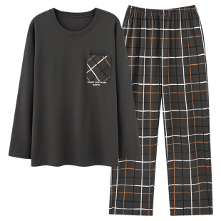 都市丽人睡衣男100%纯棉春夏全棉条纹外穿家居服套装秋天2025新款