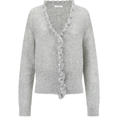 TOATEE 柔雾马海毛羊毛氛围透感V领木耳边针织开衫