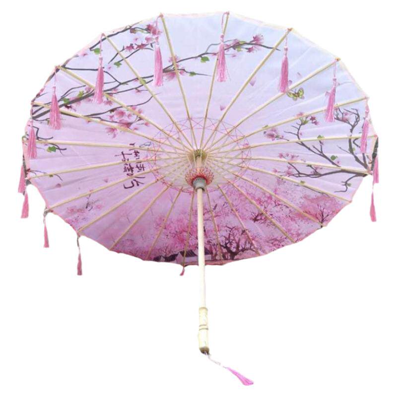 古风花瓣流苏伞绸布伞拍照汉服伞道具舞蹈伞古典油纸伞走秀演出伞