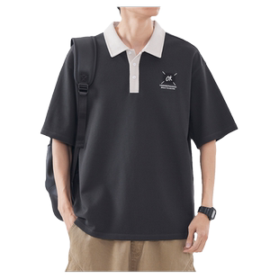 清仓特卖hansca美式重磅珠地棉短袖polo衫男夏季新款翻领刺绣上衣