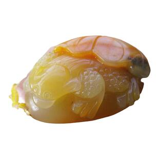 黄龙玉金蟾护主男女款吊坠玉石挂件手工玉器黄蜡石颈饰水草花玉坠