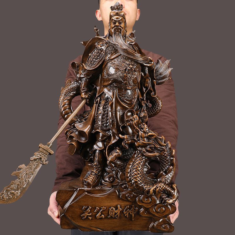 招财关帝关公大刀办公室雕像摆件武财神关二爷佛像客厅店铺套装