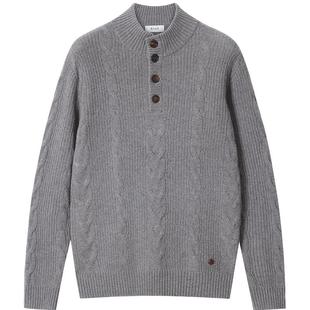 鄂尔多斯1980 男装半高领单畦绞花羊绒衫25年秋冬新品老钱风套衫