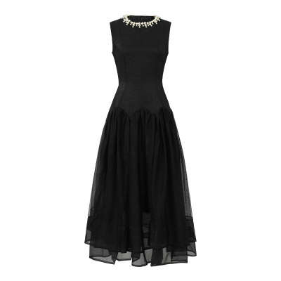 高腰赫本风网纱连衣裙