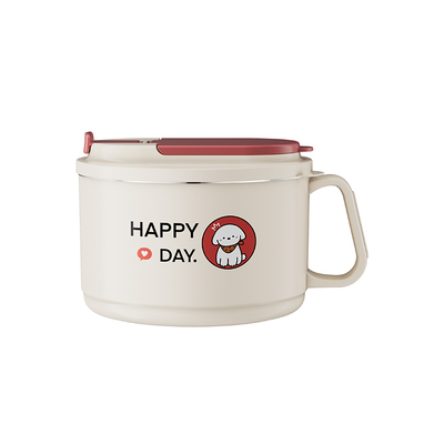 【304不锈钢】带盖滤水泡面碗