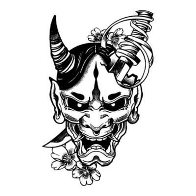 再变草本纹身贴般若武刀日式男