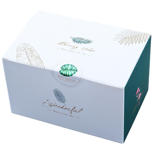 ins有素雪花酥包装盒小绿叶方形翻盖饼干牛轧糖阿胶糕盒绿豆糕盒