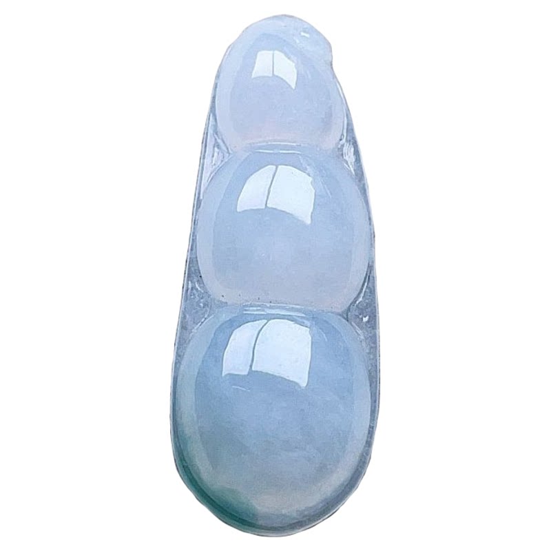 天然翡翠冰种四季豆吊坠乳白飘花