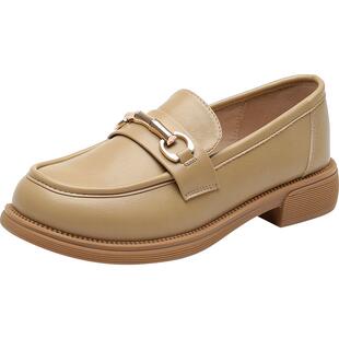 大东乐福鞋女鞋2026春季新款时尚优雅粗跟中跟圆头套脚简约Q0000