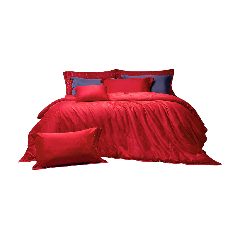 富安娜纯棉婚庆四件套大红色结婚床上用品婚嫁喜被全棉床单被套4