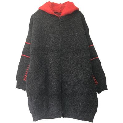 连帽宽松直筒长袖毛衣