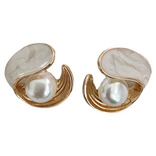 新款潮高级感法式贝壳炫彩珍珠耳环秋冬女日韩ins风耳饰846