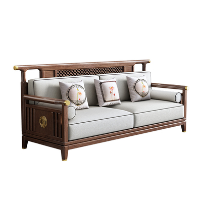 迪美尔新中式胡桃木沙发全套组合