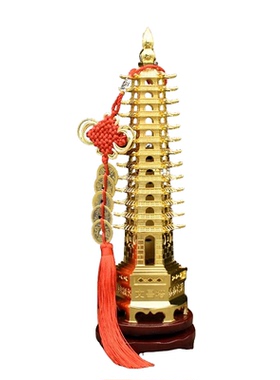 文昌塔摆件13层十三层办公室桌面客厅书桌装饰品黄铜卧室大气书房