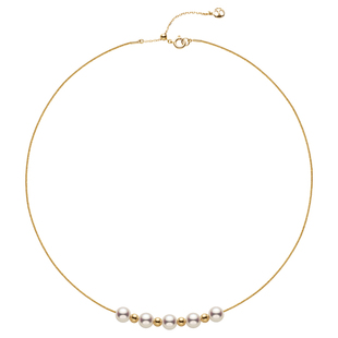 HELAS赫拉意式记忆合金微笑项链高亮Akoya海水珍珠项链18K金颈链